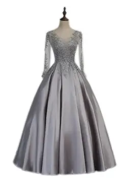 Elegant Silver Evening Dresses 2019 A-Line Scoop Illusion Lace Up Long Sleeves Floor Length Appliques Beading Real Picture Prom
Elegant Silver Evening Dresses 2019 A-Line Scoop Illusion Lace Up Long Sleeves Floor Length Appliques Beading Real Picture Prom