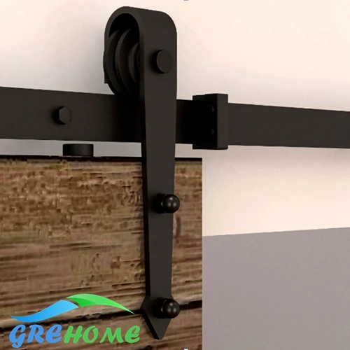 Image Global Free Shipping 4.9FT 6FT 6.6FT Black rustic carbon steel sliding barn doors interior