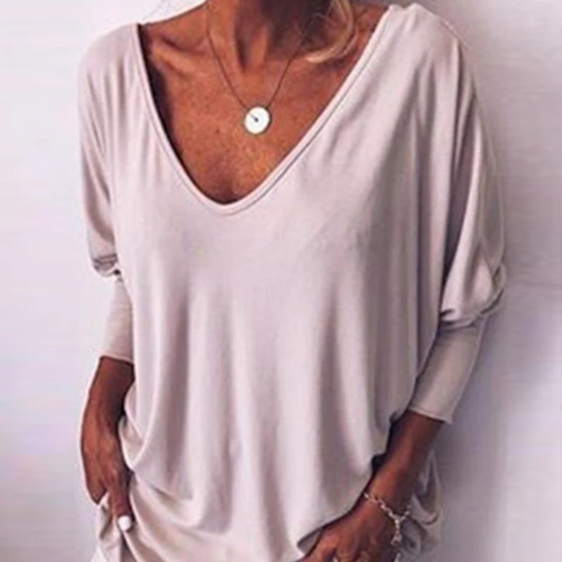 Women Fashion V-neck T-shirt Casual 3/4 Sleeve Loose Tops Solid Plus Size T Shirts Tees
Women Fashion V-neck T-shirt Casual 3/4 Sleeve Loose Tops Solid Plus Size T Shirts Tees
