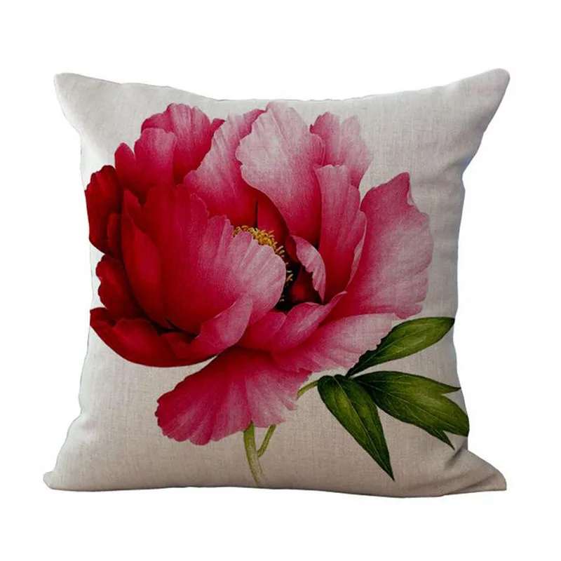 18" Pillowcase 3D Rose Printed Cushions Linen Cushion Cover Throw Pillow Case For Living Room Bed Room Flower Peony Small Fresh 12