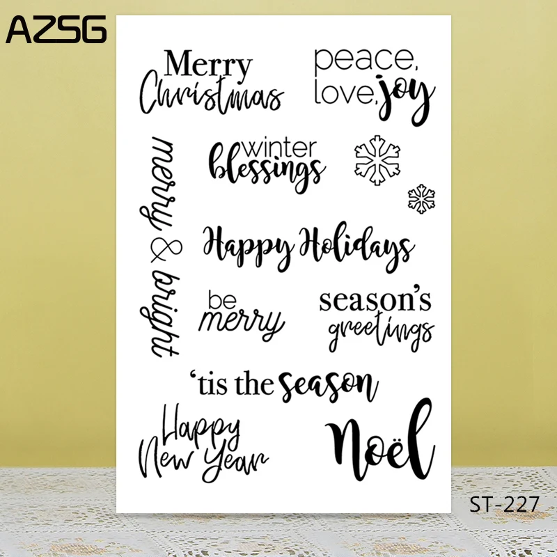 

AZSG Merry Christmas Festival Blessings Clear Stamps/Seal For DIY Scrapbooking/Card Making/Album Decorative Silicone Stamp Craft