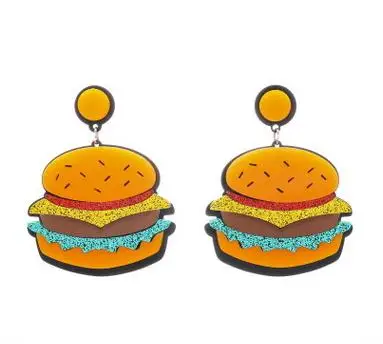 Exaggerated New Fried Chicken Hamburger Food Acyrlic Drop Earrings Funny Creative Glitter Powder Fashion Dangle Earrings Brincos
Exaggerated New Fried Chicken Hamburger Food Acyrlic Drop Earrings Funny Creative Glitter Powder Fashion Dangle Earrings Brincos