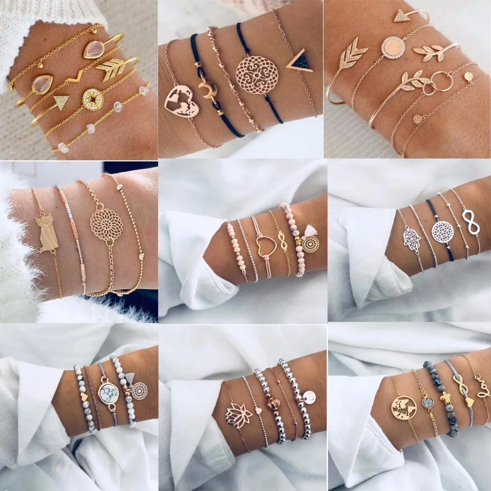 Summer Beach Bohemia Bangle Shell Heart Moon Bow Map infinite Tassel Leaf Compass Crystal Beads multi layer Bracelet Sets
Summer Beach Bohemia Bangle Shell Heart Moon Bow Map infinite Tassel Leaf Compass Crystal Beads multi layer Bracelet Sets