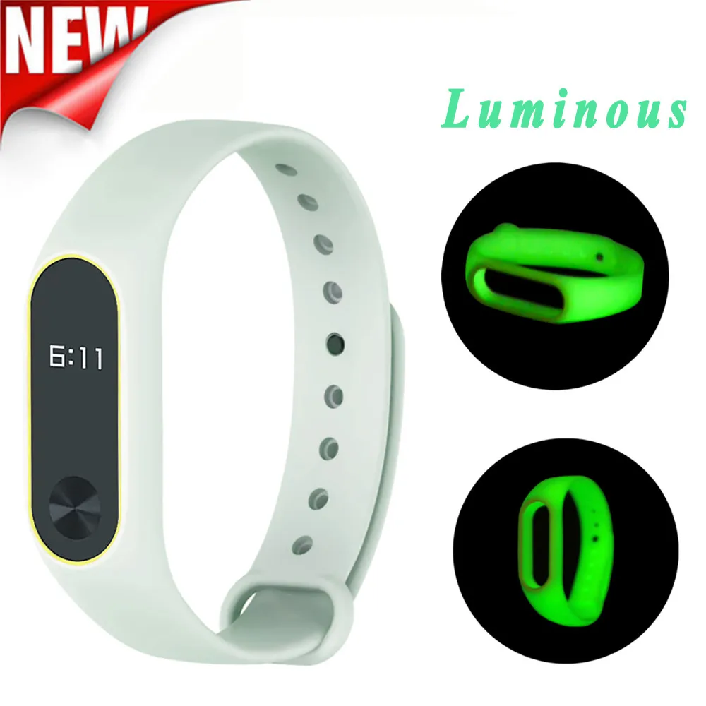 Новый светящийся силиконовый ремешок Замена для Xiaomi mi band 2 аксессуары Miband браслет