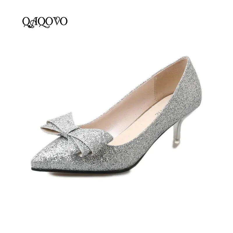 Female Sexy Thin High Heels Bow Knot Shining Pumps Fashion Pointed Toe Spring Autumn Party Wedding Shoes Women Gold Silver Red
Female Sexy Thin High Heels Bow Knot Shining Pumps Fashion Pointed Toe Spring Autumn Party Wedding Shoes Women Gold Silver Red