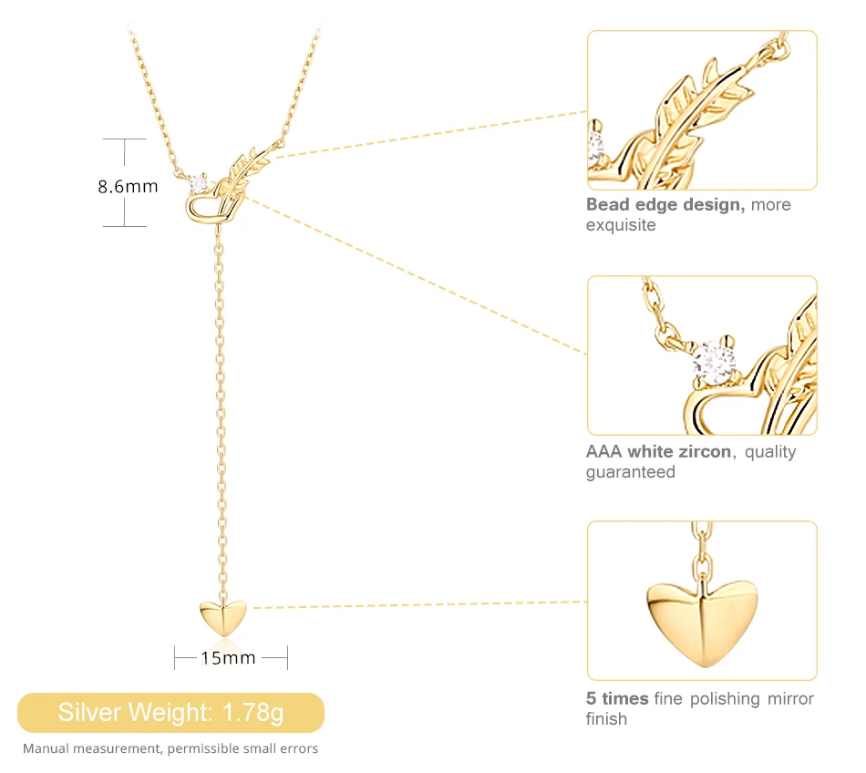 ALLNOEL Real 925 Sterling Silver Jewelry Set Cupid Love Arrow Heart Necklace Long Earrings Ring For Women Anniversary Party Gift (5)