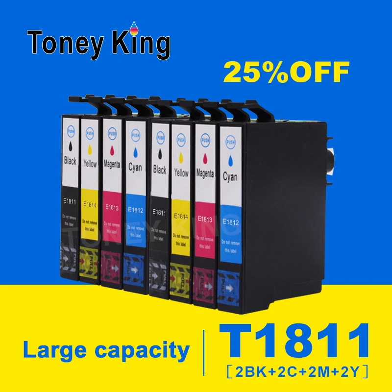 8Pcs Ink Cartridge for Epson T1811 T1801 1811 XP312 XP315 XP412 XP415 XP225 XP322 XP325 XP422 XP425 XP30 XP102 XP202 Printer
8Pcs Ink Cartridge for Epson T1811 T1801 1811 XP312 XP315 XP412 XP415 XP225 XP322 XP325 XP422 XP425 XP30 XP102 XP202 Printer