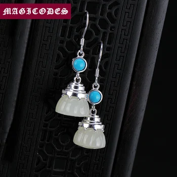 Fringe Statement Dangling Earring 100% Real 925 Sterling Silver Jewelry Women Vintage Turquoise Jade Lotus Drop Earring 2019 E14
Fringe Statement Dangling Earring 100% Real 925 Sterling Silver Jewelry Women Vintage Turquoise Jade Lotus Drop Earring 2019 E14
