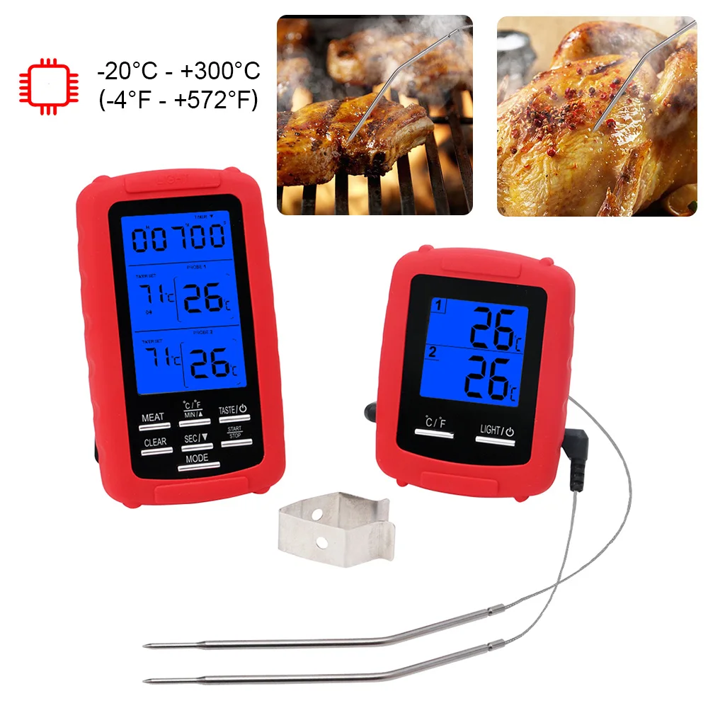 Wireless Digital Meat Thermometer Dual Probe LCD Display Backlight Remote Kitchen Thermometer Timing Food BBQ Temperature Gauges
Wireless Digital Meat Thermometer Dual Probe LCD Display Backlight Remote Kitchen Thermometer Timing Food BBQ Temperature Gauges
