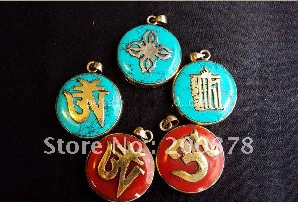 TGB048 Tibetan traditional round amulet pendants, Nepal brass inlaid turquoise coral Prayer box,Ghau,OM
TGB048 Tibetan traditional round amulet pendants, Nepal brass inlaid turquoise coral Prayer box,Ghau,OM