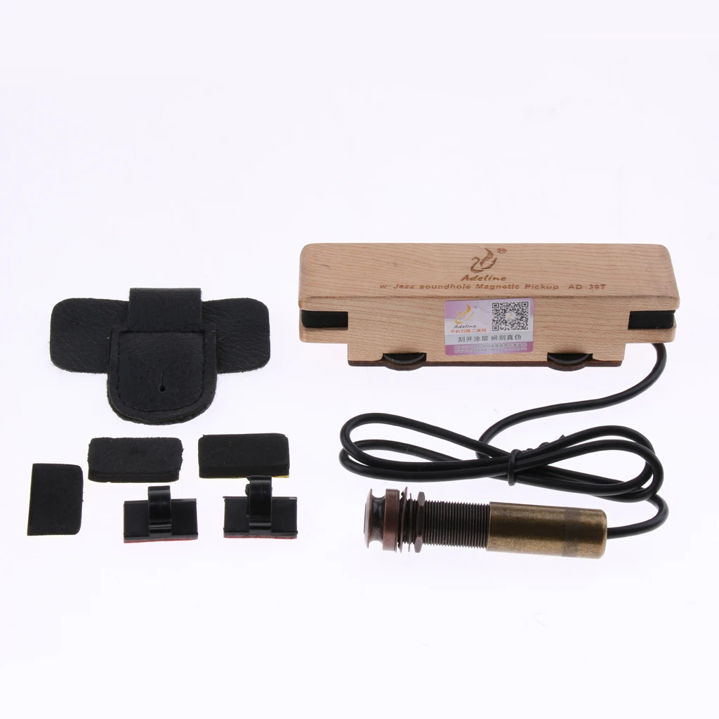 Ukulele Classical Guitar Sound Hole Pickup Preamp 2-Band EQ Equalizer Mahogany Tuner 10.5 x 2.5cm
