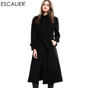 ESCALIER New Design Vogue Winter Women Coat Black Wool Coat With Big Fur Collar Warm Outerwear Overcoat With Belt Free Shipping
ESCALIER New Design Vogue Winter Women Coat Black Wool Coat With Big Fur Collar Warm Outerwear Overcoat With Belt Free Shipping
