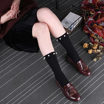 Handmade Socks For Women Girls Knitted Rivet and Pearl Socks Casual Black Cotton Socks Punk Style Girl Sock
Handmade Socks For Women Girls Knitted Rivet and Pearl Socks Casual Black Cotton Socks Punk Style Girl Sock