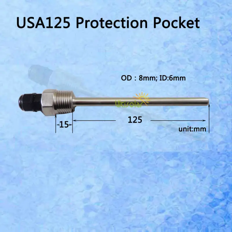 SP21-125 125mm Thermowell Immersion Sleeve Pocket Stainless Steel 304 BSP 1/2" for Max 6mm OD Wire PT100 PT1000 NTC10K NTC50K
SP21-125 125mm Thermowell Immersion Sleeve Pocket Stainless Steel 304 BSP 1/2" for Max 6mm OD Wire PT100 PT1000 NTC10K NTC50K