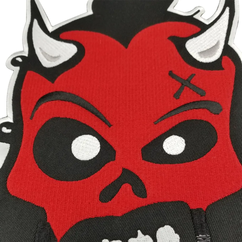 Demonio Barbudo Red Devil Iron On Patches For Clothing Full Back Patch Punk Biker Jacket Vest Custom Design (4)