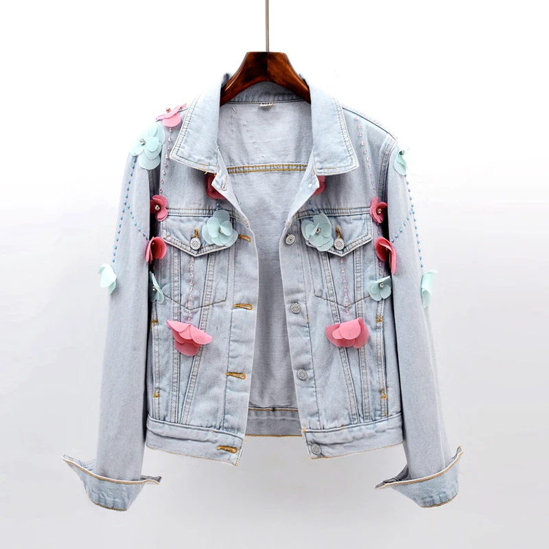 2019 Autumn Flower Beading Women Jackets Coat Fashion Design Handmade Women Denim Jacket Tops For Women Chaqueta Mujer
2019 Autumn Flower Beading Women Jackets Coat Fashion Design Handmade Women Denim Jacket Tops For Women Chaqueta Mujer