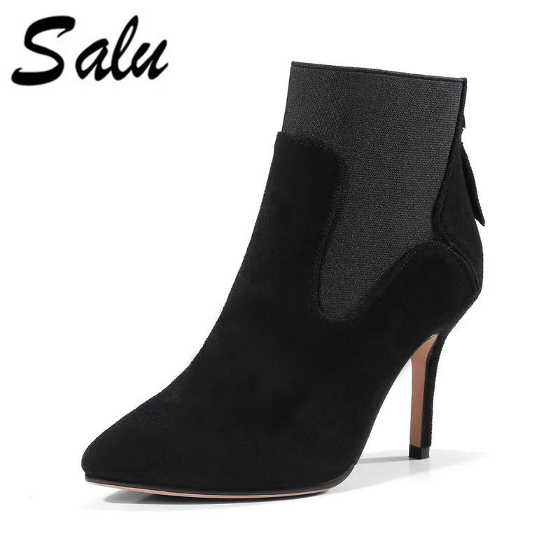 Salu women high heels boots Genuine cow suede Leather Big size 35-40 High quality brand shoe for woman Free shipping
Salu women high heels boots Genuine cow suede Leather Big size 35-40 High quality brand shoe for woman Free shipping