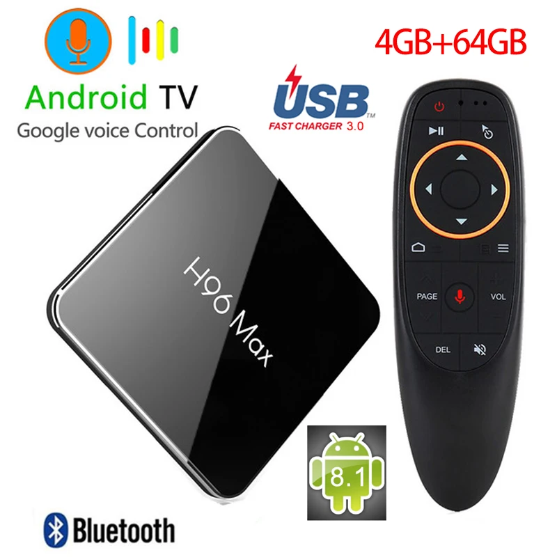 

H96 Max X2 TV BOX Android 8.1 Amlogic S905X2 Quad Core 4GB 64GB DDR4 2.4G&5GHz Dual Wifi BT4.1 H.265 4K Media Player IPTV Box