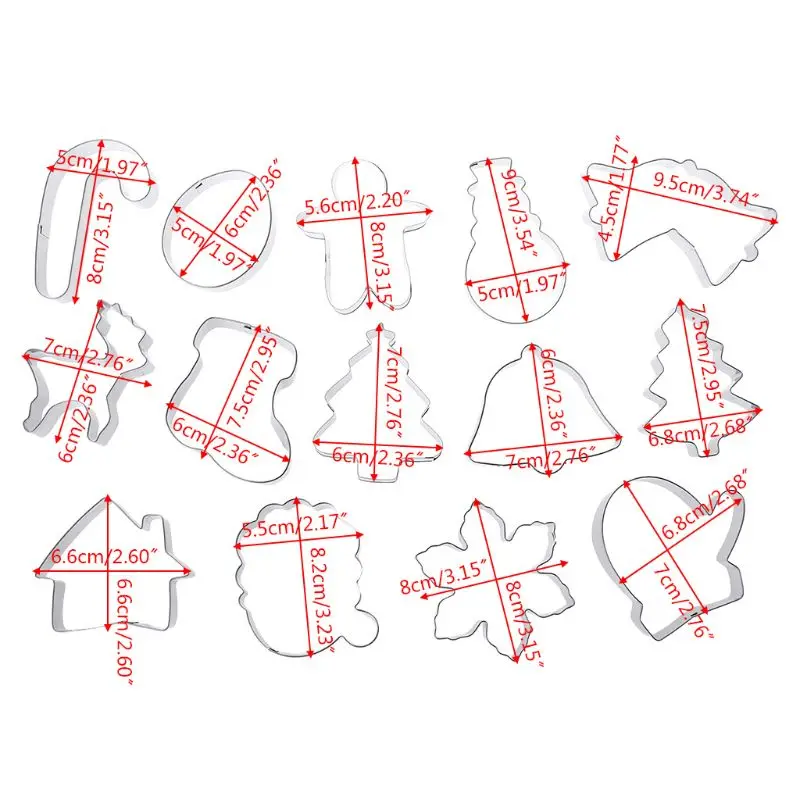 14pcs Christmas Stainless Steel Cookie Cutter Fondant Biscuit Mold Set Baking Tools Y1QB
14pcs Christmas Stainless Steel Cookie Cutter Fondant Biscuit Mold Set Baking Tools Y1QB