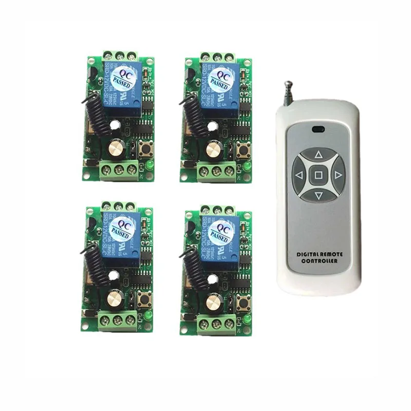 DC 9V 12V 24V 4CH RF Wireless Remote Control Switch System,4CH Transmitter + Receiver,Momentary for the home,light
DC 9V 12V 24V 4CH RF Wireless Remote Control Switch System,4CH Transmitter + Receiver,Momentary for the home,light