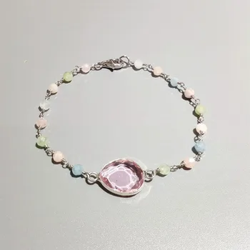 Lii Ji Natural Multi Beryl with Pink Crystal 925 Sterling Silver 18K Gold Plated Handmade Bracelet For Women Drop Shipping
Lii Ji Natural Multi Beryl with Pink Crystal 925 Sterling Silver 18K Gold Plated Handmade Bracelet For Women Drop Shipping