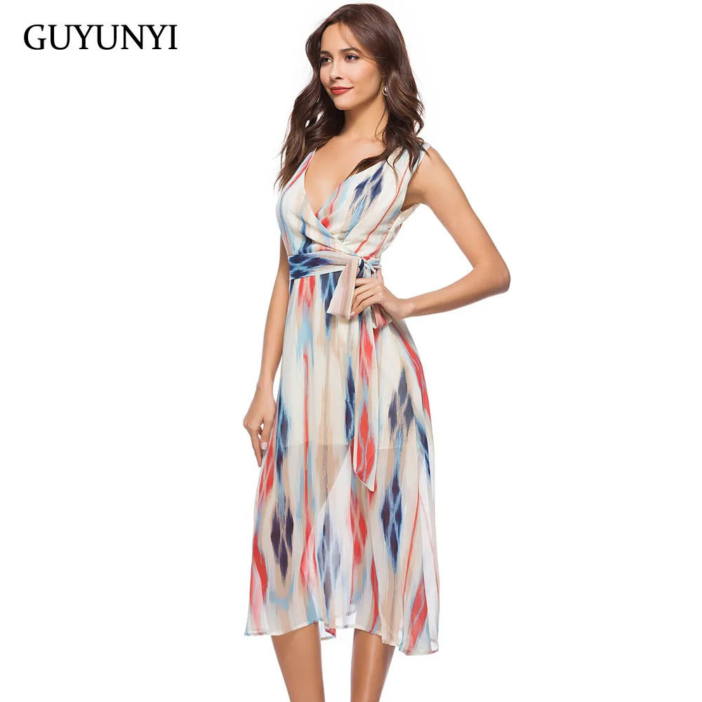 GUYUNYI New 2018 Summer Dresses Bohemian Sleeveless V Neck Chiffon Beach Sexy Dress Women Elegant Vestidos CX796
GUYUNYI New 2018 Summer Dresses Bohemian Sleeveless V Neck Chiffon Beach Sexy Dress Women Elegant Vestidos CX796