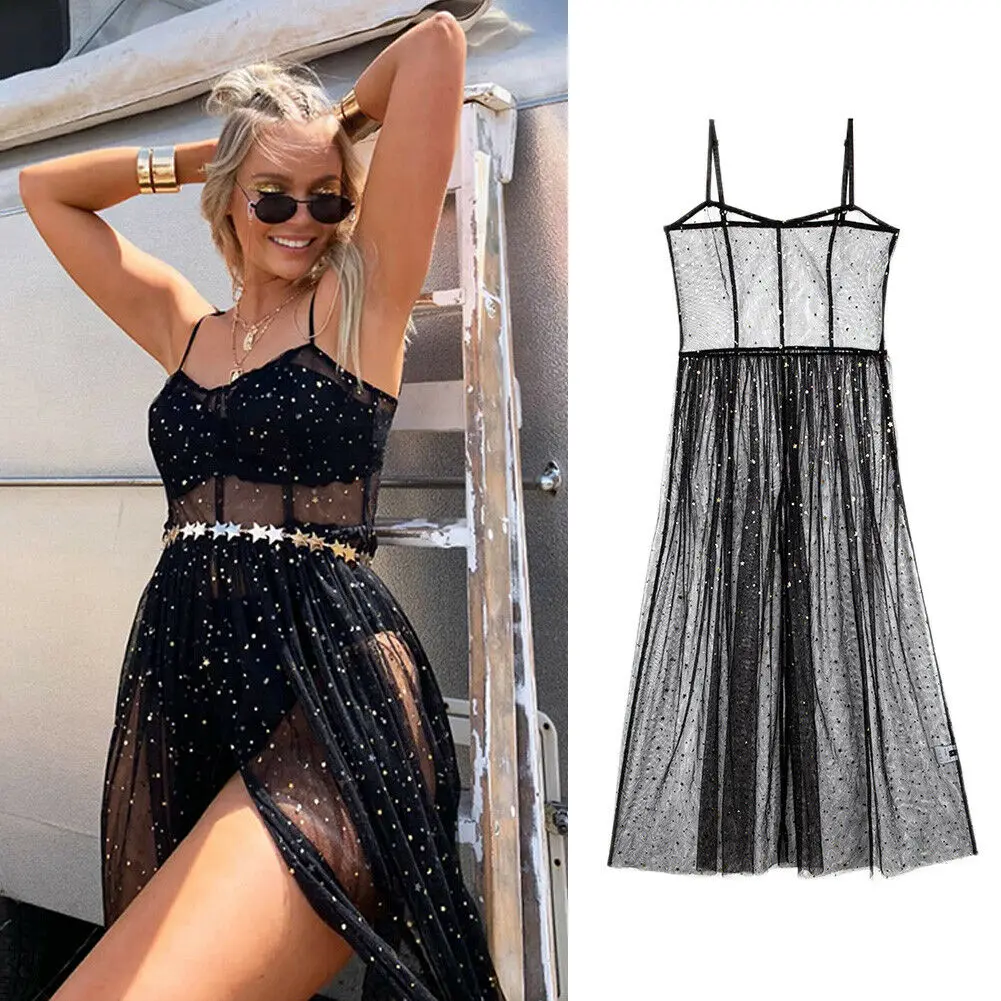 Hot Women Lady Mesh Sheer Bikini Cover Up Transparent Casual See through Star Maxi Dress High Side Slit Tropical Summer Beach
Hot Women Lady Mesh Sheer Bikini Cover Up Transparent Casual See through Star Maxi Dress High Side Slit Tropical Summer Beach