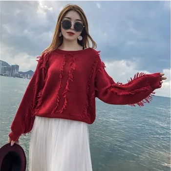 new Winter O-Neck Woman Long Sweater Knitting Pullovers Loose Tassel Thick Sweaters and Pullovers Female Jumper Tricot Top 4Colo
new Winter O-Neck Woman Long Sweater Knitting Pullovers Loose Tassel Thick Sweaters and Pullovers Female Jumper Tricot Top 4Colo
