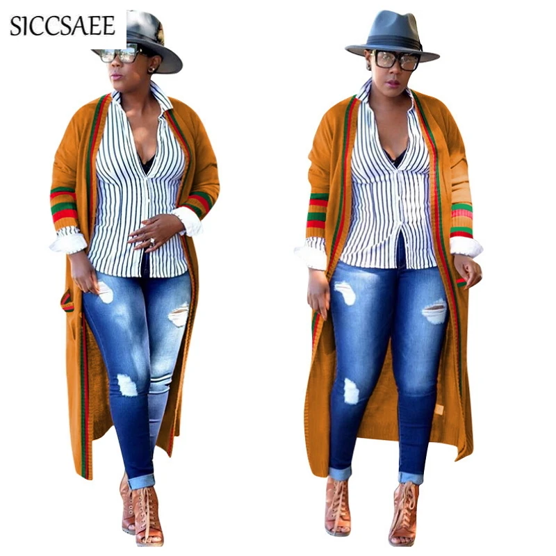 2019 Spring Knitted Cloak Long Sleeve Cardigan Maxi Capes Striped Pockets Ponchos For Women Casual Loose Overcoat Bestidos Lady
2019 Spring Knitted Cloak Long Sleeve Cardigan Maxi Capes Striped Pockets Ponchos For Women Casual Loose Overcoat Bestidos Lady