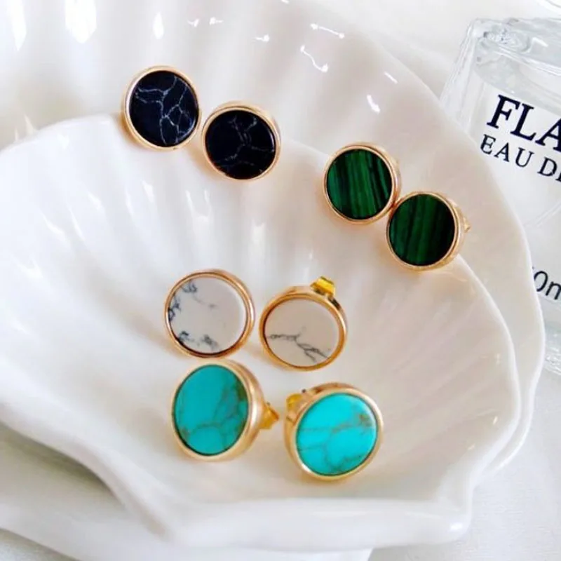 Hot New Simple ancient green Round geometry Earring for women Natural stone girls earrings
Hot New Simple ancient green Round geometry Earring for women Natural stone girls earrings