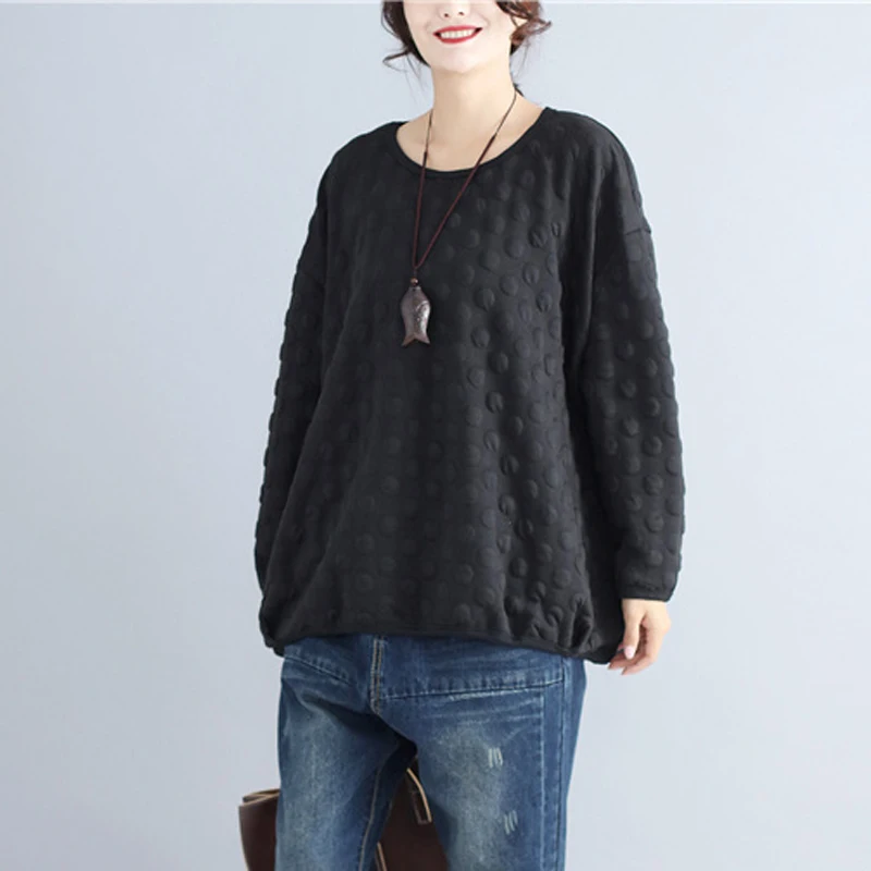 Johnature Women Black Pullover Sweatshirt Brief Top 2019 Autumn New O-Neck Long Sleeve Polka Dot Loose Women Clothes Hoodies
Johnature Women Black Pullover Sweatshirt Brief Top 2019 Autumn New O-Neck Long Sleeve Polka Dot Loose Women Clothes Hoodies
