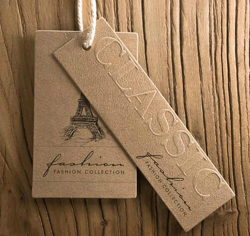 

100set a lot 0.8mm thickness Kraft paper spot supply label embossing Garment Hang Tags with rope DIY accessories support custom