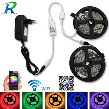 Wifi RGB LED Strip Light 5M 10M 15M Flexible SMD 5050 12V Tape Diode Ribbon Waterproof with DC 12V Adapter WiFi Controller set 
Wifi RGB LED Strip Light 5M 10M 15M Flexible SMD 5050 12V Tape Diode Ribbon Waterproof with DC 12V Adapter WiFi Controller set