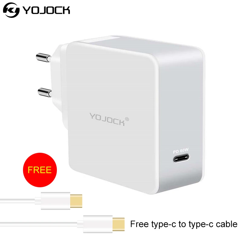 Yojock 60W USB Type C PD Charger Power Delivery Wall Charger for New Macbook Pro 12" Nintendo Switch w/ White Cable 6.6ft
Yojock 60W USB Type C PD Charger Power Delivery Wall Charger for New Macbook Pro 12" Nintendo Switch w/ White Cable 6.6ft