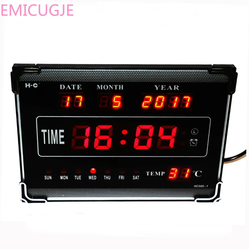 Red Hourly Chime LED Digital Wall Clock with Calendar Week Date Temperature Desktop Electric Alarm Clock Home Decoration
Red Hourly Chime LED Digital Wall Clock with Calendar Week Date Temperature Desktop Electric Alarm Clock Home Decoration