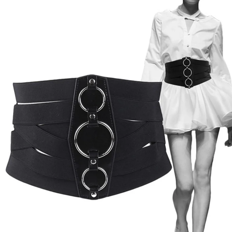 Fashion Corset Belt Women waist Elastic Cummerbunds PU Leather plus size belt wide designer Waistband silver Metal Cummerbund
Fashion Corset Belt Women waist Elastic Cummerbunds PU Leather plus size belt wide designer Waistband silver Metal Cummerbund