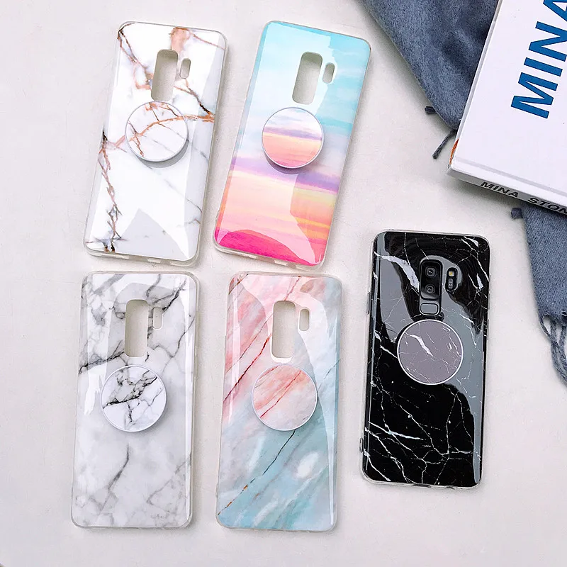 

Luxury Marble Phone Case For Samsung Note8 Note9 S7 S7edge S8 S8plus S9 S9plus Marble Ring Stand Holder Mobile Phone Case Cover