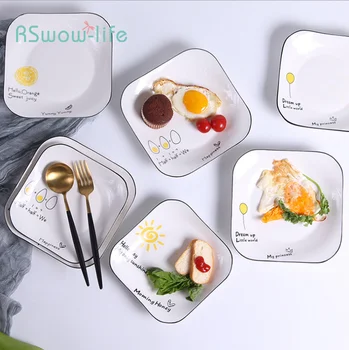 Simple Ceramic Plate Hand-painted Black Square Hotel Tableware Fruit Dessert Cartoon Dish Family Kitchen Supplies
Simple Ceramic Plate Hand-painted Black Square Hotel Tableware Fruit Dessert Cartoon Dish Family Kitchen Supplies