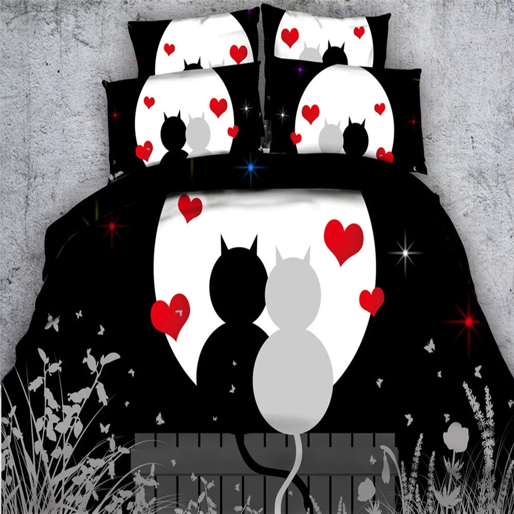 Romantic 3D Lovely Cat Heart Bedding Sets 3/4PC Single Full Queen Cal King Sizes Duvet/Comforter Cover Adults 500TC Black White
Romantic 3D Lovely Cat Heart Bedding Sets 3/4PC Single Full Queen Cal King Sizes Duvet/Comforter Cover Adults 500TC Black White