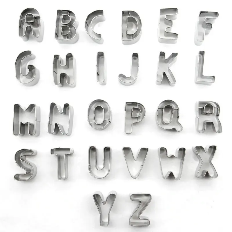 AMW 26pcs Alphabet Letters Cookie Cutter Set Stainless Steel Biscuit Cutter Small Cookie Mold Baking Accessories
AMW 26pcs Alphabet Letters Cookie Cutter Set Stainless Steel Biscuit Cutter Small Cookie Mold Baking Accessories