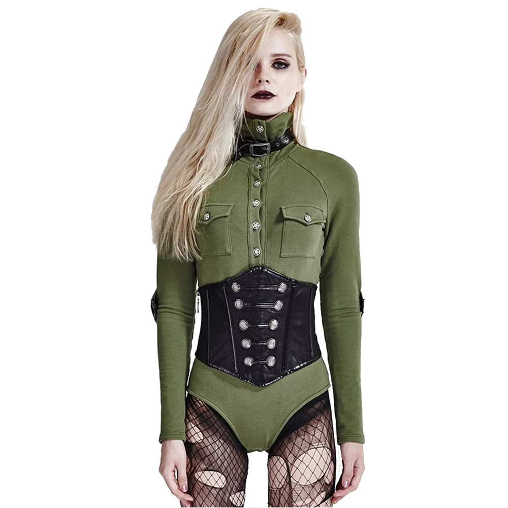 Punk Army Retro Buttons Jumpsuits PU Leather Combat T Shirt Gothic Long Sleeve Green Causal Jumpsuits
Punk Army Retro Buttons Jumpsuits PU Leather Combat T Shirt Gothic Long Sleeve Green Causal Jumpsuits