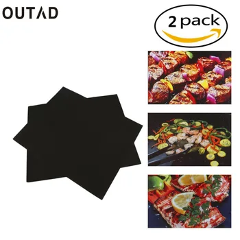 OUTAD 2 pcs Reusable Non-Stick BBQ Grill Mat Pad Baking