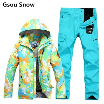 Winter waterproof warm men's ski and snowboard suits GSOU SNOW ski jacket pants men ski hombre ski clothing
Winter waterproof warm men's ski and snowboard suits GSOU SNOW ski jacket pants men ski hombre ski clothing