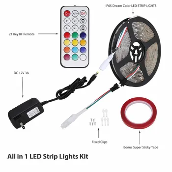 12V RGB LED Strip Lights Kit, Geekeep Addressable Dream Color LED Lighting with Chasing Effect,Waterproof Led Flexible ST31
12V RGB LED Strip Lights Kit, Geekeep Addressable Dream Color LED Lighting with Chasing Effect,Waterproof Led Flexible ST31