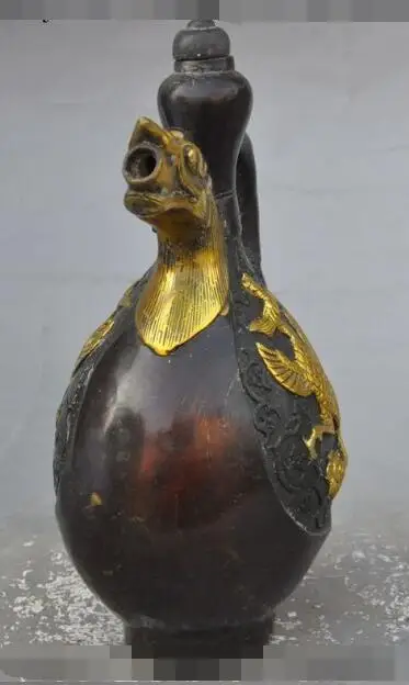 Free Shipping S02867 China Bronze Gilt Dragon Head Phoenix bird statue Horse Milk Wine Tea Pot Flagon
Free Shipping S02867 China Bronze Gilt Dragon Head Phoenix bird statue Horse Milk Wine Tea Pot Flagon