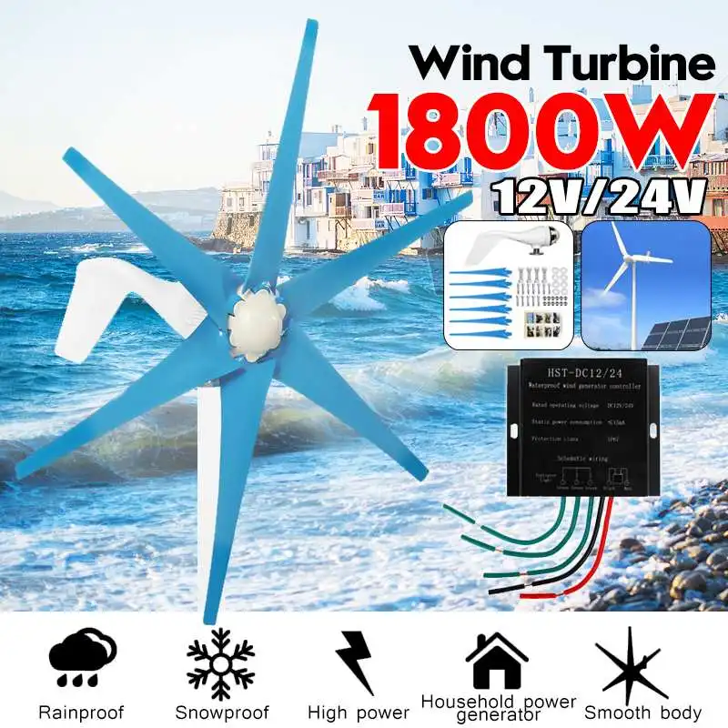 S2 2500W 12V 24 Volt 6 Wind Blades Wind Turbines Generator Wind Power Turbines +Wind Controller Gift Fit for Home Lights Or Boat
S2 2500W 12V 24 Volt 6 Wind Blades Wind Turbines Generator Wind Power Turbines +Wind Controller Gift Fit for Home Lights Or Boat