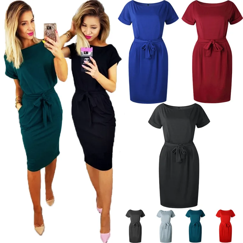 2018 Fashion Sashes O-Neck Short Sleeve Summer Dress Women New Plus Size Casual Beach Dress Knee-Length Pleated Party Vestidos
2018 Fashion Sashes O-Neck Short Sleeve Summer Dress Women New Plus Size Casual Beach Dress Knee-Length Pleated Party Vestidos