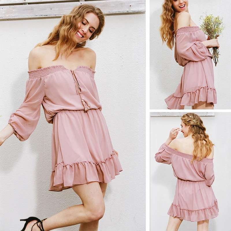 Chiffon Summer Beach Dress Women Sexy Strapless Shoulder Mini Dress Sweet Tassel Ruffle Party Dress Female Vestito Sundress
Chiffon Summer Beach Dress Women Sexy Strapless Shoulder Mini Dress Sweet Tassel Ruffle Party Dress Female Vestito Sundress