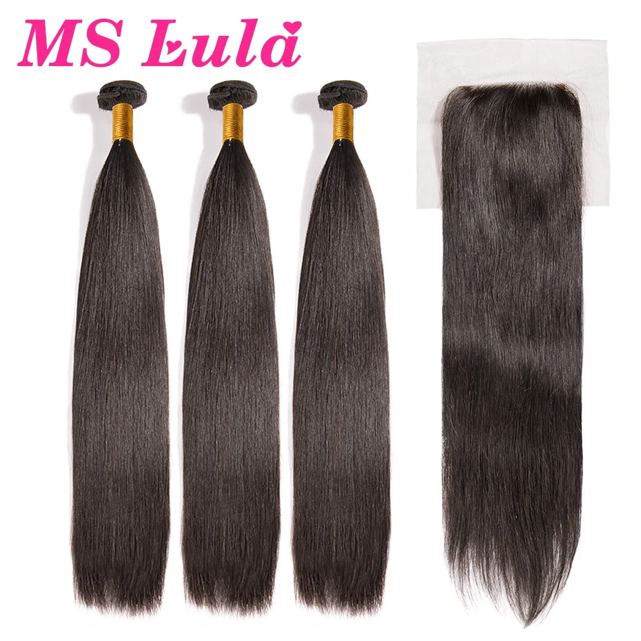MS Lula Brazilian Straight 3 Bundles With Lace Frontal Closure 4x4 Human Hair Bundles Swiss Lace Frontal Non-Remy Hair
MS Lula Brazilian Straight 3 Bundles With Lace Frontal Closure 4x4 Human Hair Bundles Swiss Lace Frontal Non-Remy Hair