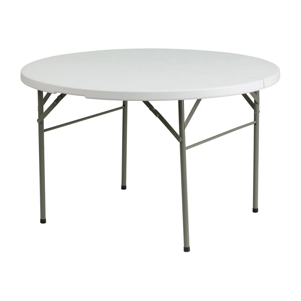 Flash Furniture 48" Round Bi-Fold Granite White Plastic Folding Table